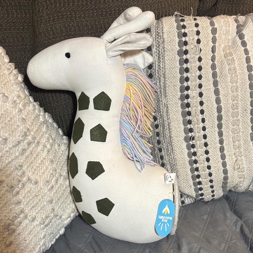 White and Black Stuffed Giraffe Wall Hanging for nursery or play room